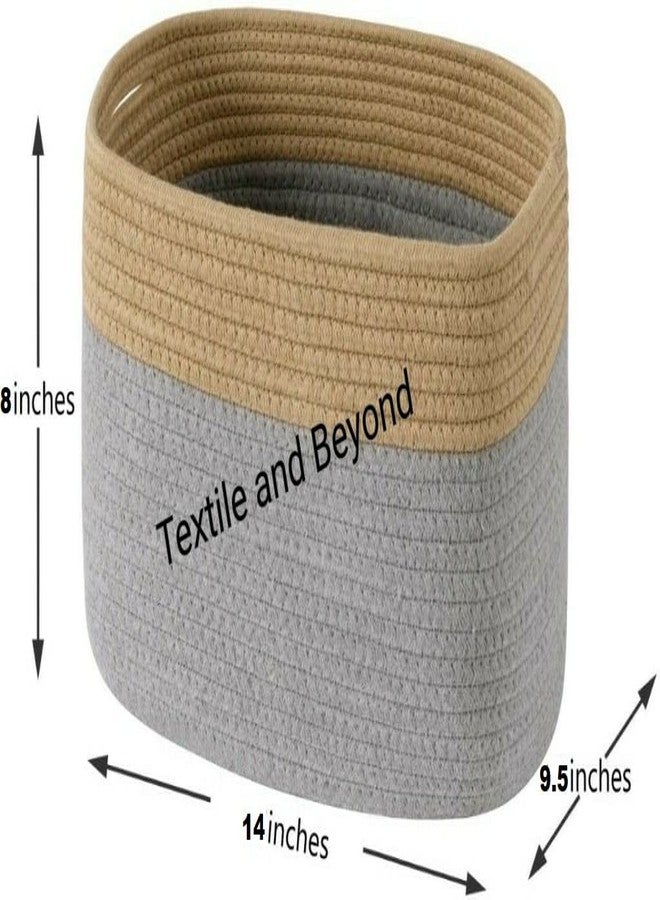 Textile and Beyond منظم تخزين من حبل صندوق ديكور منزلي بوهيمي من تيكستايل آند بيوند - سلة من الجوت للفواكه، الغسيل، الألعاب، سلة هدايا، صينية أطفال، منظم دلو لغرفة المعيشة والمطبخ والحمام (مجموعة من 1، 2.1) - Image 4